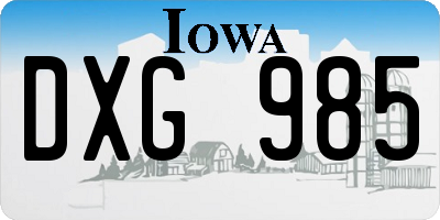 IA license plate DXG985