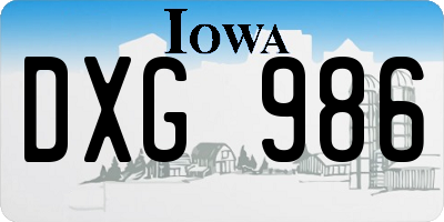 IA license plate DXG986