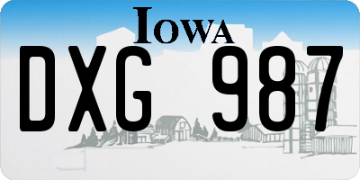 IA license plate DXG987