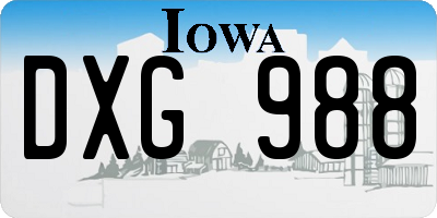 IA license plate DXG988