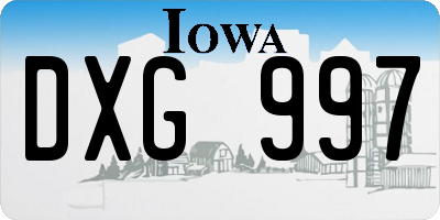 IA license plate DXG997