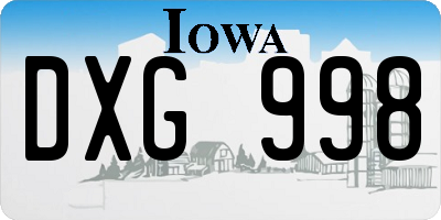 IA license plate DXG998