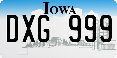 IA license plate DXG999
