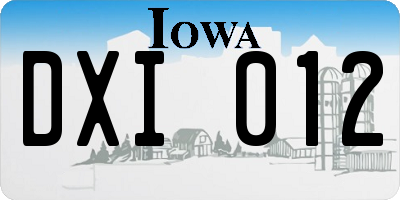 IA license plate DXI012