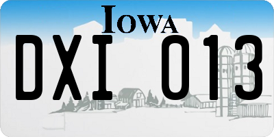 IA license plate DXI013
