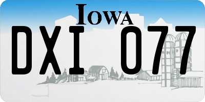 IA license plate DXI077