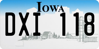 IA license plate DXI118