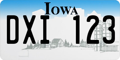 IA license plate DXI123