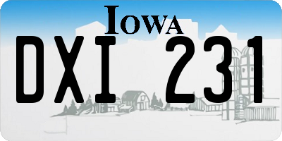 IA license plate DXI231