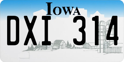 IA license plate DXI314