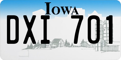 IA license plate DXI701