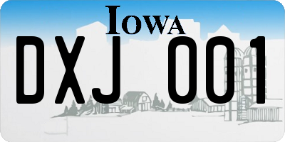 IA license plate DXJ001