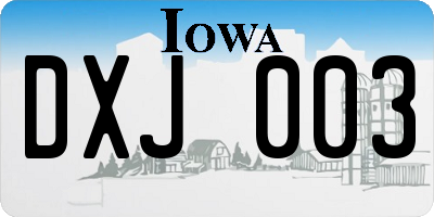 IA license plate DXJ003