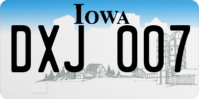 IA license plate DXJ007