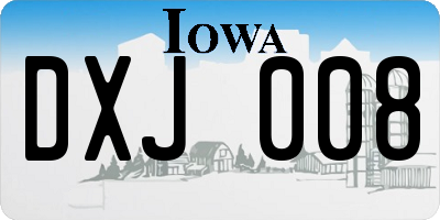 IA license plate DXJ008