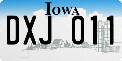 IA license plate DXJ011