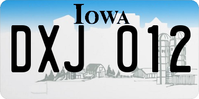 IA license plate DXJ012