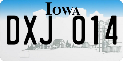 IA license plate DXJ014