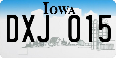 IA license plate DXJ015