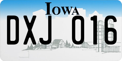 IA license plate DXJ016