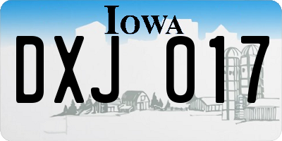 IA license plate DXJ017