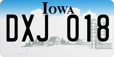 IA license plate DXJ018