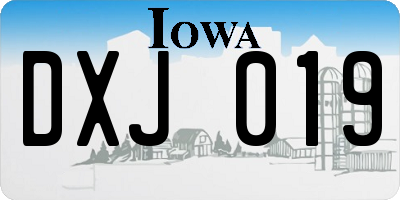 IA license plate DXJ019