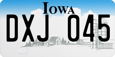 IA license plate DXJ045