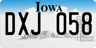 IA license plate DXJ058
