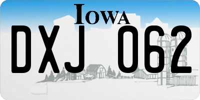 IA license plate DXJ062