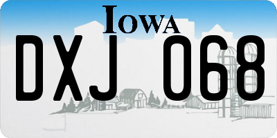 IA license plate DXJ068