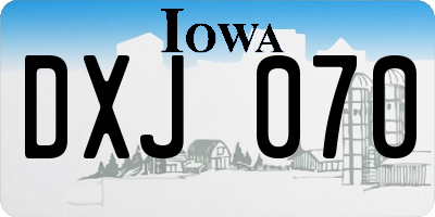 IA license plate DXJ070