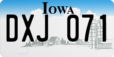 IA license plate DXJ071