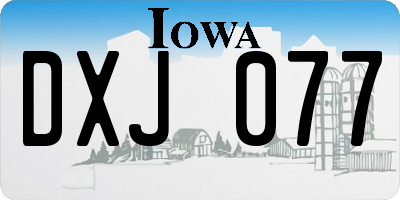 IA license plate DXJ077