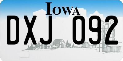 IA license plate DXJ092