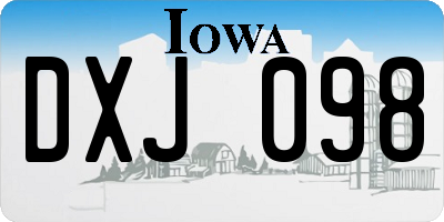 IA license plate DXJ098
