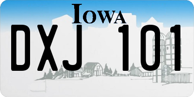 IA license plate DXJ101