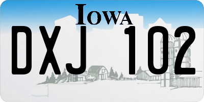 IA license plate DXJ102