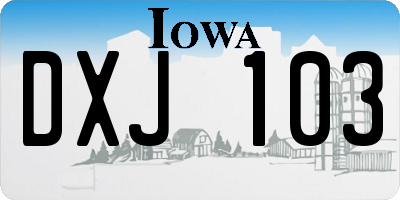 IA license plate DXJ103
