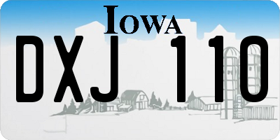 IA license plate DXJ110