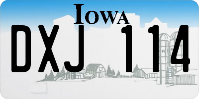 IA license plate DXJ114