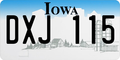IA license plate DXJ115