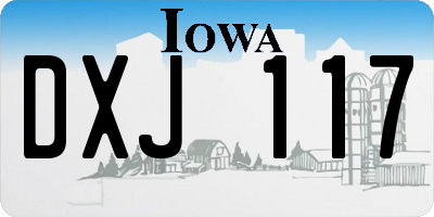IA license plate DXJ117