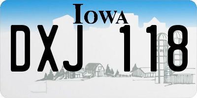 IA license plate DXJ118