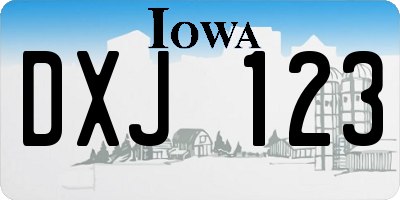 IA license plate DXJ123