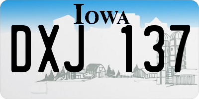 IA license plate DXJ137