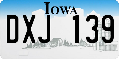IA license plate DXJ139