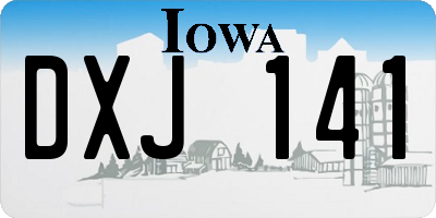 IA license plate DXJ141
