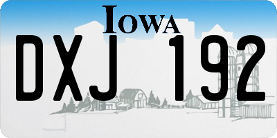 IA license plate DXJ192