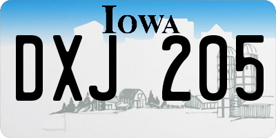 IA license plate DXJ205